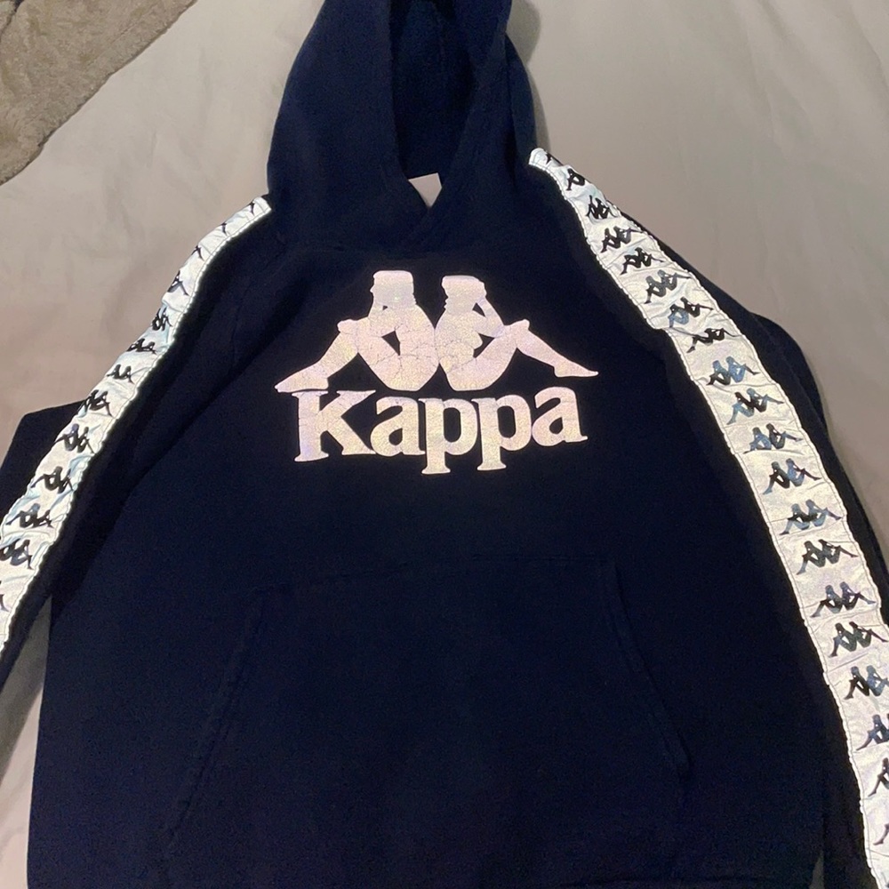 Blue Reflective Kappa Hoodie size medium used RARELY looks completely new